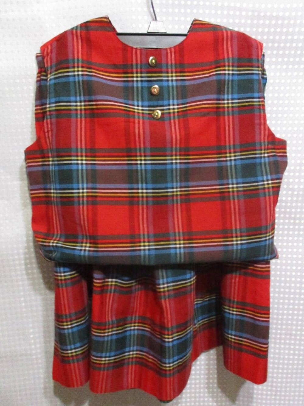 60's Syd Juniors smart "n" gay Plaid School Girl Crop Top & Mini Skirt Set Sz XS